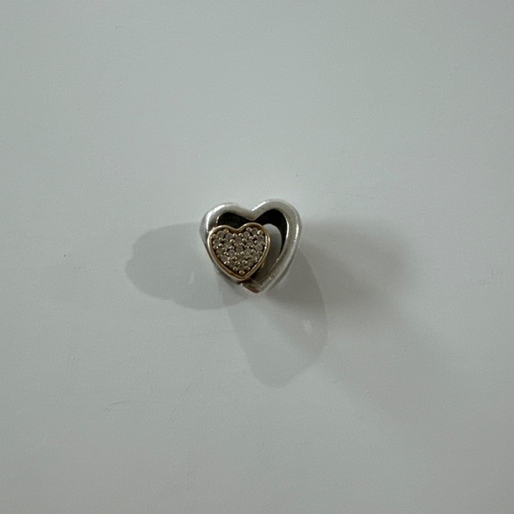 Auth NEW Pandora S925 ALE & 14K Gold Joined Together Charm W/ Clear Zirconia - Picture 3 of 9